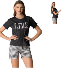 Женский домашний комплект шорты футболка M L XL производство Турция RUBINA 5787