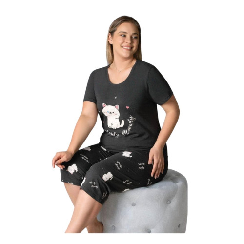 Жіноча піжама бриджі футболка 2XL-3XL-4XL виробництво Туреччина RUBINA 6179