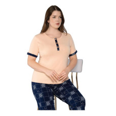 Женская пижама бриджи футболка 2XL-3XL-4XL производство Турция RUBINA 6877