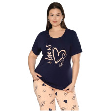 Женская пижама бриджи футболка 2XL-3XL-4XL производство Турция RUBINA 7159