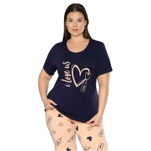 Жіноча піжама бриджі футболка 2XL-3XL-4XL виробництво Туреччина RUBINA 7159