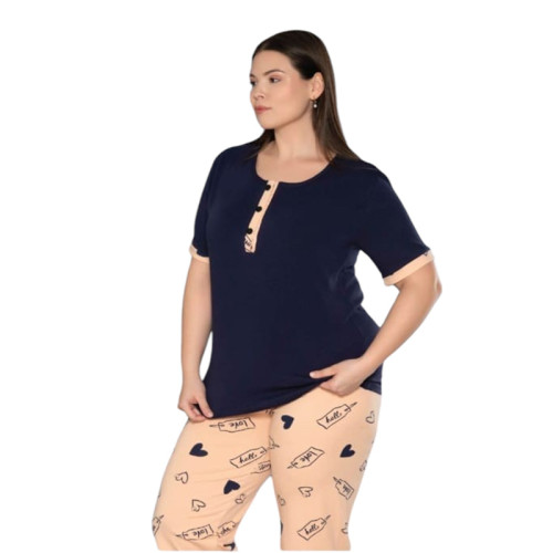Жіноча піжама бриджі футболка 2XL-3XL-4XL виробництво Туреччина RUBINA 7163