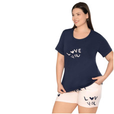 Женская пижама шорты футболка 2XL-3XL-4XL производство Турция RUBINA 7165