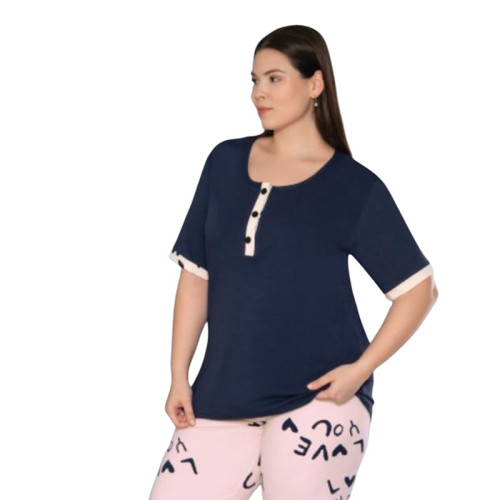 Жіноча піжама бриджі футболка 5XL-6XL-7XL виробництво Туреччина RUBINA 7175
