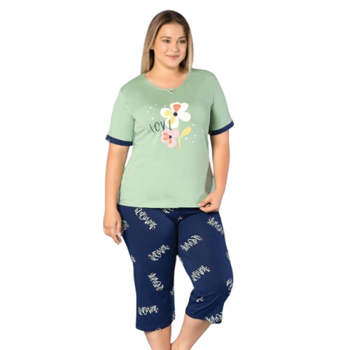 Жіноча піжама бриджі футболка 2XL-3XL-4XL виробництво Туреччина RUBINA 7219