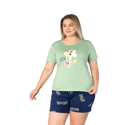 Жіноча піжама шорти футболка 2XL-3XL-4XL виробництво Туреччина RUBINA 7221