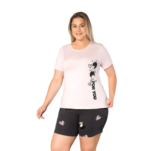 Жіноча піжама шорти футболка 2XL-3XL-4XL виробництво Туреччина RUBINA 7231