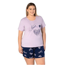 Женская пижама шорты футболка 2XL-3XL-4XL производство Турция RUBINA 7237