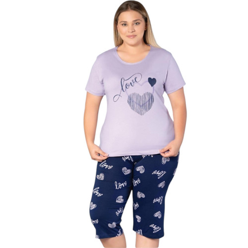 Жіноча піжама бриджі футболка 2XL-3XL-4XL виробництво Туреччина RUBINA 7239