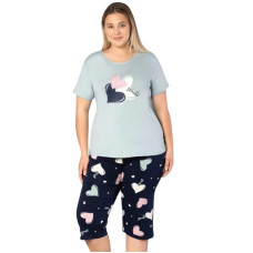 Женская пижама бриджи футболка 2XL-3XL-4XL производство Турция RUBINA 7255