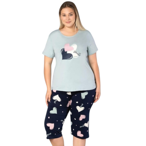 Жіноча піжама бриджі футболка 2XL-3XL-4XL виробництво Туреччина RUBINA 7255