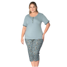 Женская пижама бриджи футболка 2XL-3XL-4XL производство Турция RUBINA 7339