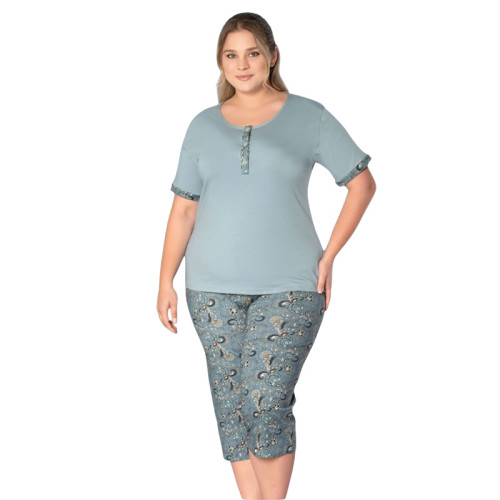 Жіноча піжама бриджі футболка 2XL-3XL-4XL виробництво Туреччина RUBINA 7339