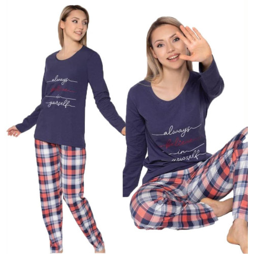 Жіноча піжама в клітку бавовна M-L-XL Rubina 4707
